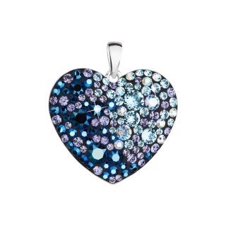 Strieborný prívesok s krištáľmi Swarovski mix farieb srdce