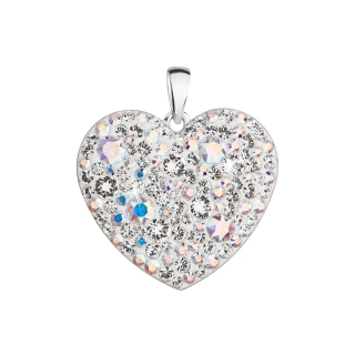 Strieborný prívesok s krištálmi Swarovski AB efekt srdce