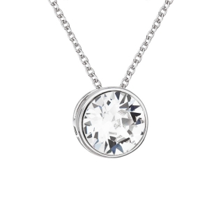 Strieborný náhrdelník s krištálom Swarovski biely okrúhly