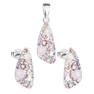 Súprava šperkov s krištáľmi Swarovski náušnice a prívesok mix farieb ružový